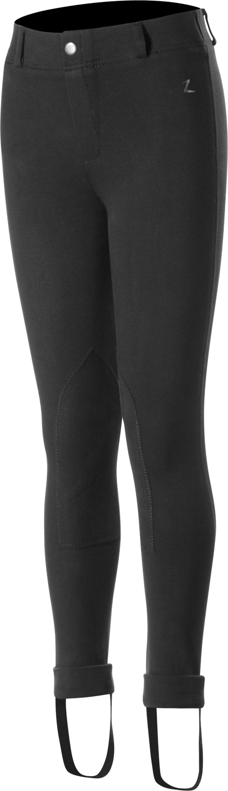 Kids Nora Pull On Knee Patch Jodphur Breeches - Black