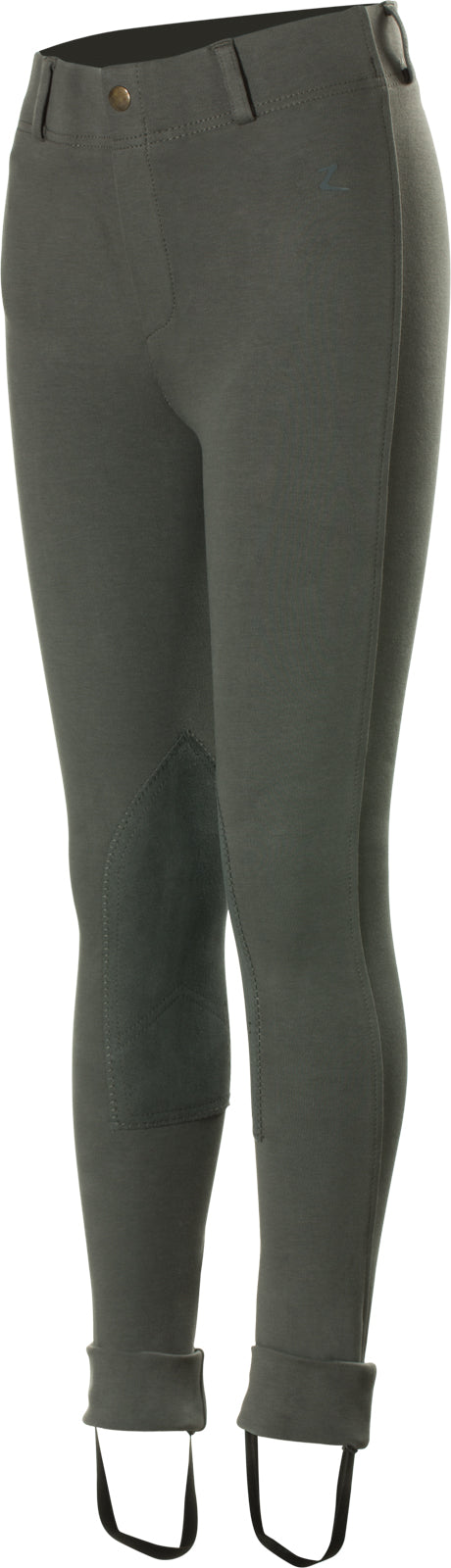 Kids Nora Pull On Knee Patch Jodphur Breeches - Dark Grey