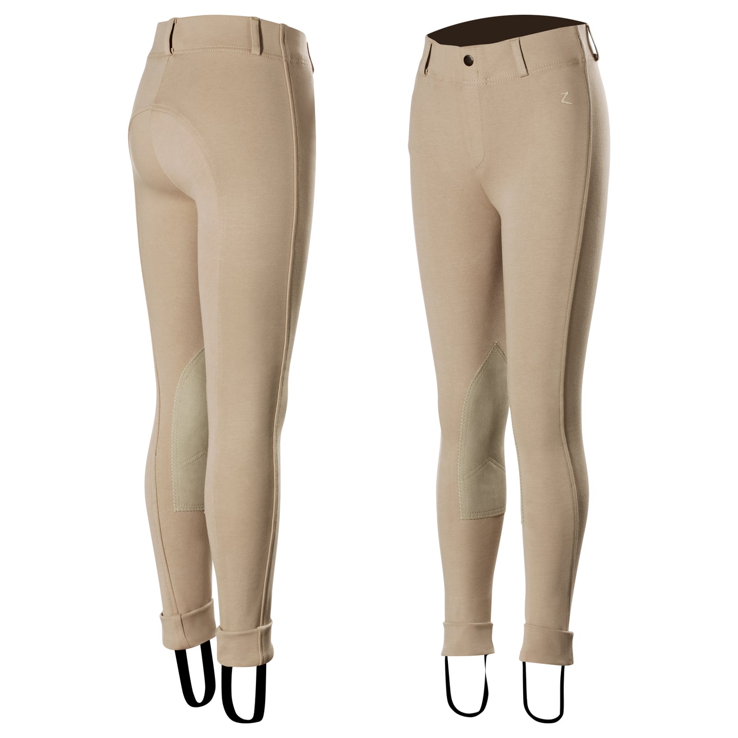 Kids Nora Pull On Knee Patch Jodphur Breeches - Tan