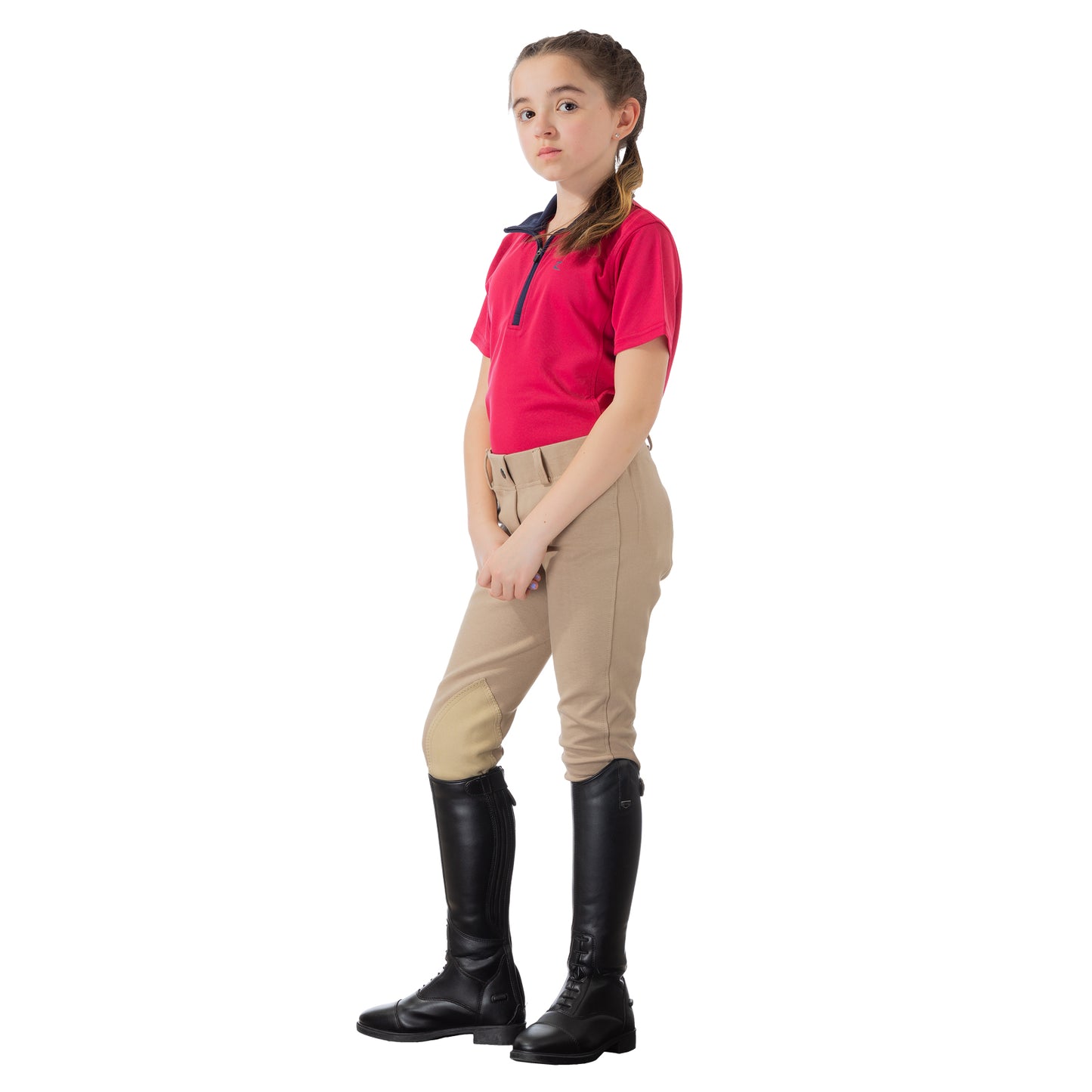 Kids Nora Pull On Knee Patch Jodphur Breeches - Tan