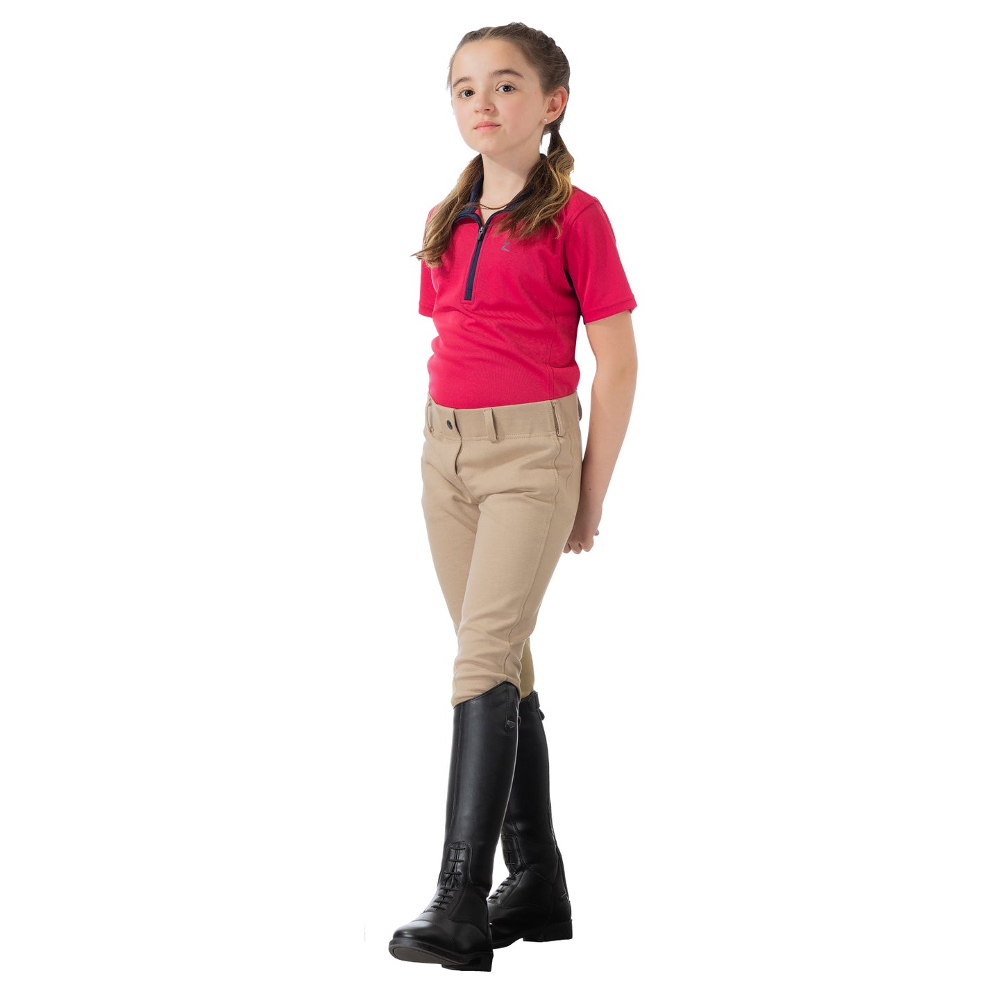 Kids Nora Pull On Knee Patch Jodphur Breeches - Tan