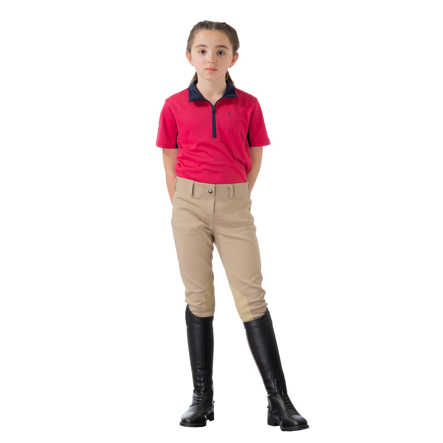 Kids Nora Pull On Knee Patch Jodphur Breeches - Tan