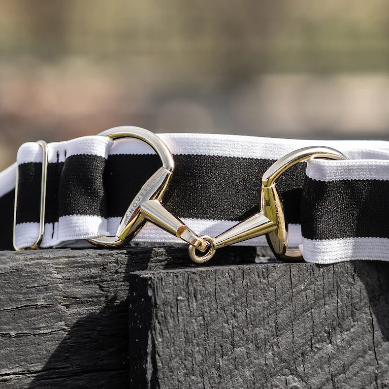 Black + White Stripe Snaffle Belt