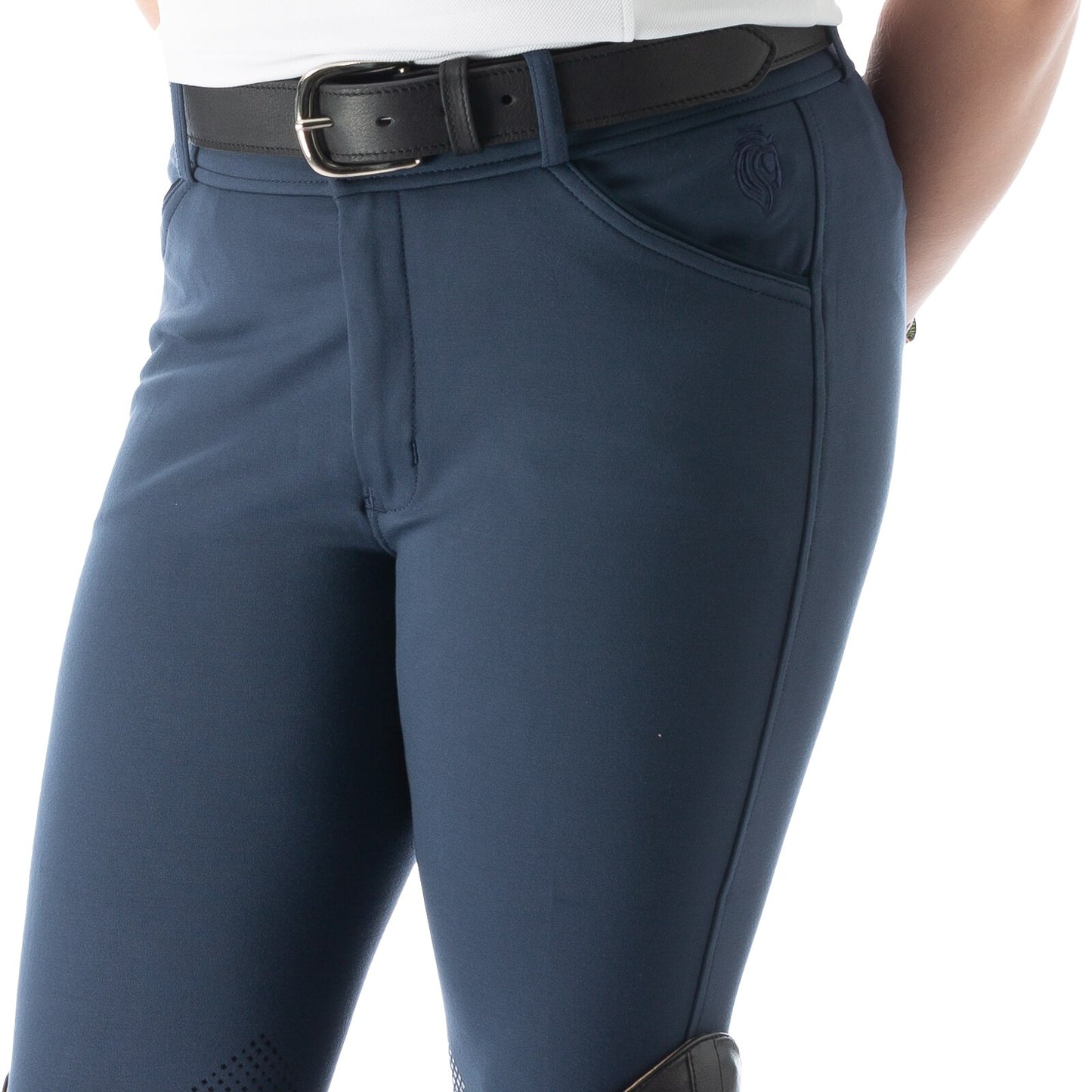 Greta Kids Silicone Knee Patch Breeches - Moon Indigo Blue/Navy