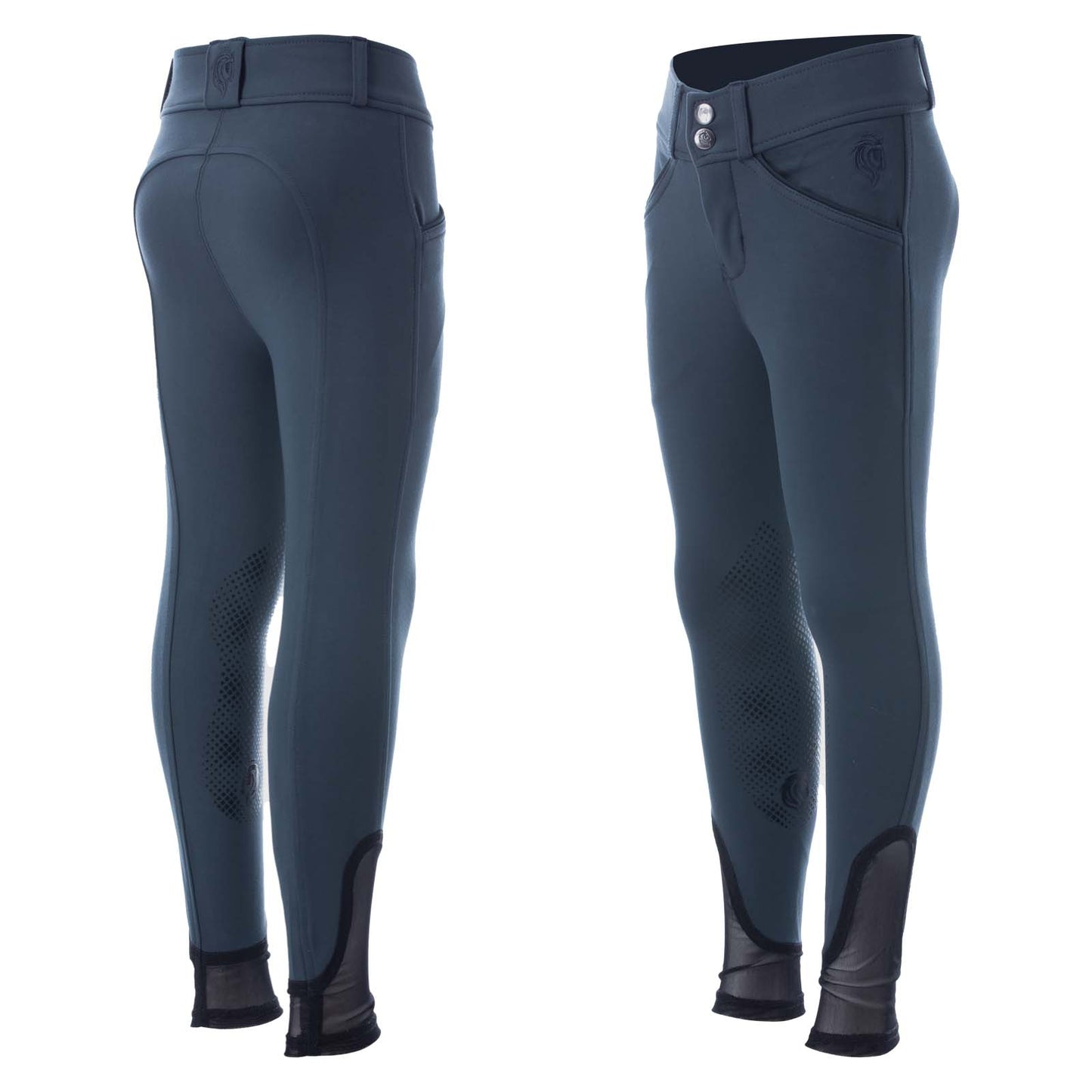 Greta Kids Silicone Knee Patch Breeches - Moon Indigo Blue/Navy