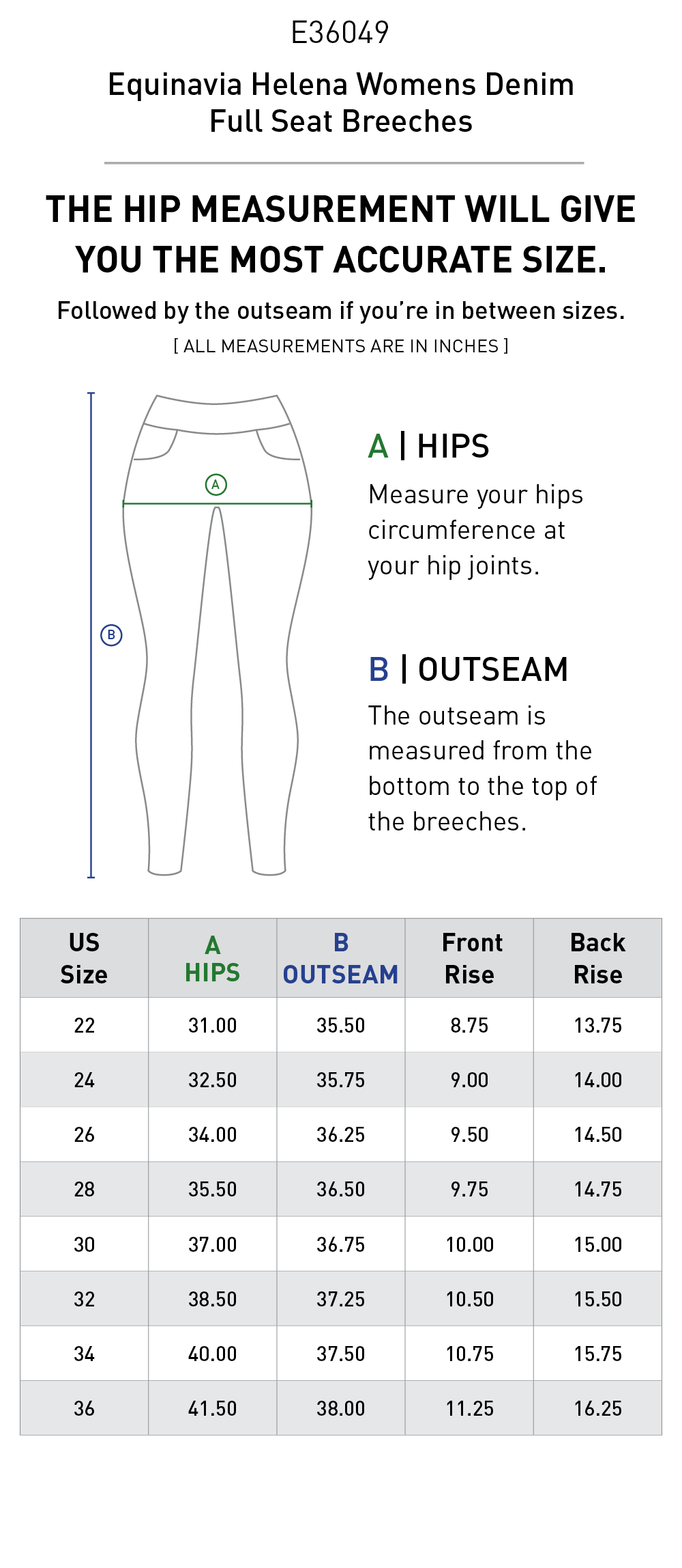 Helena Womens Denim Full Seat Breeches