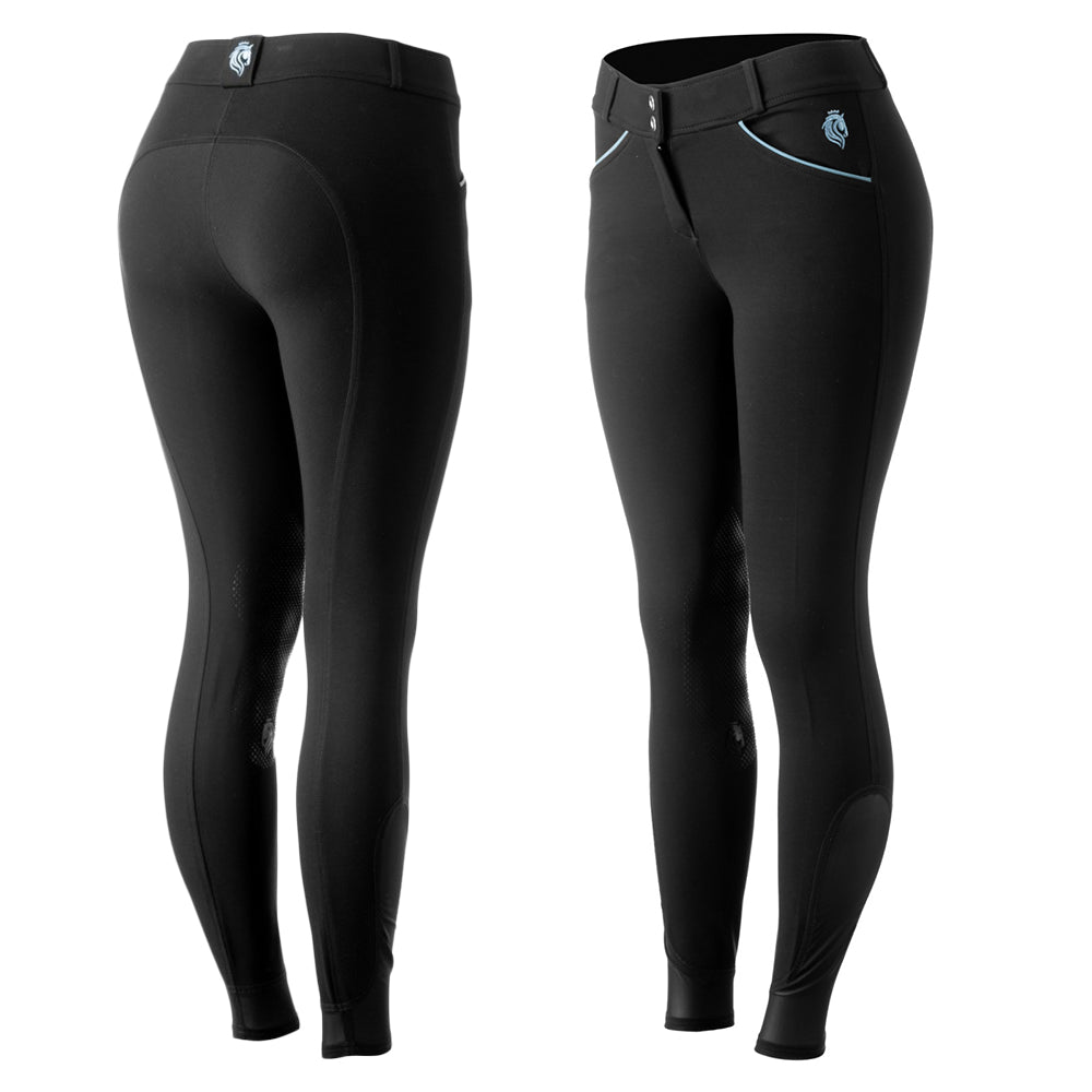 Astrid Silicone Full Seat Breeches - Dusty Blue Piping