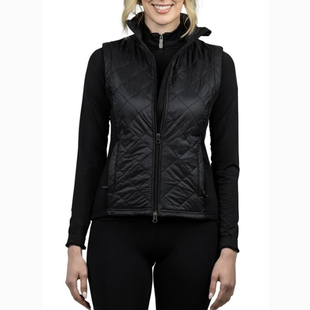 Black Quilted Front Vest