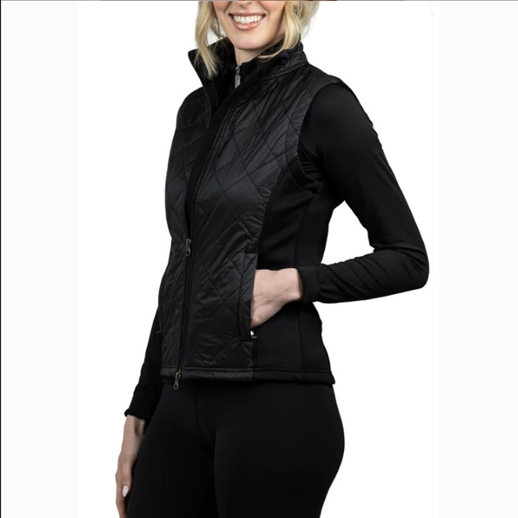 Black Quilted Front Vest