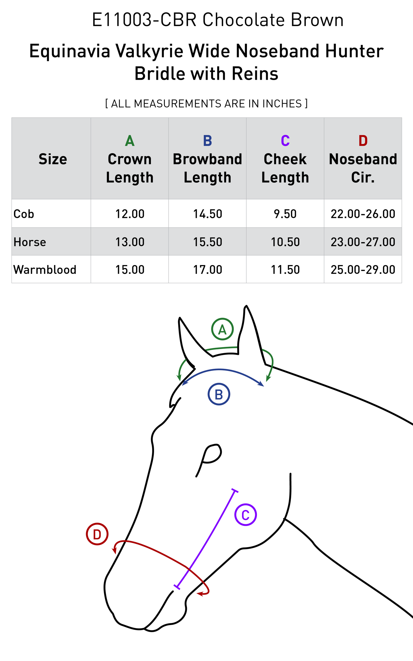 Valkyrie Wide Noseband Hunter Bridle with Reins