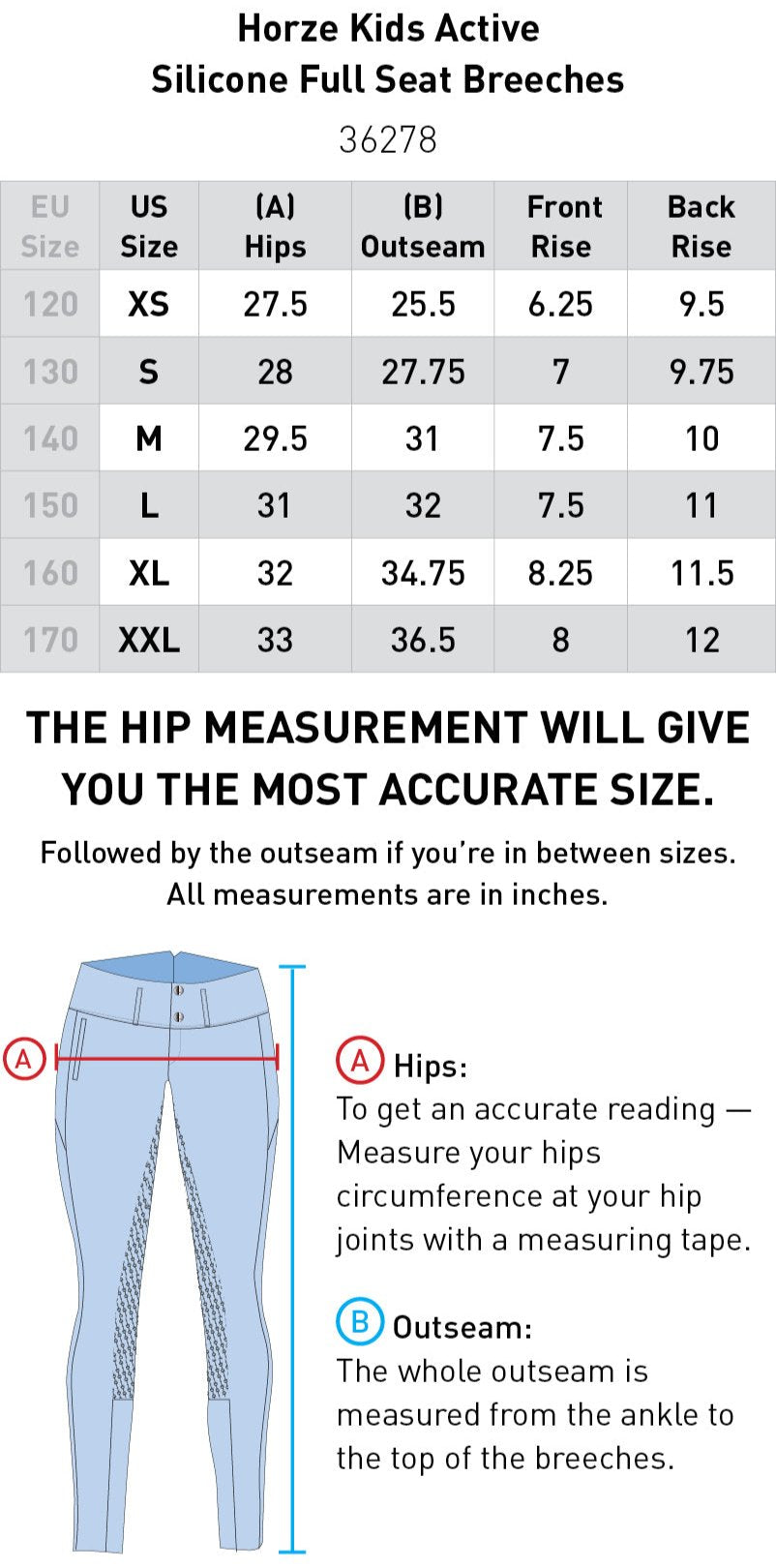 Active Kids Silicone Full Seat Breeches