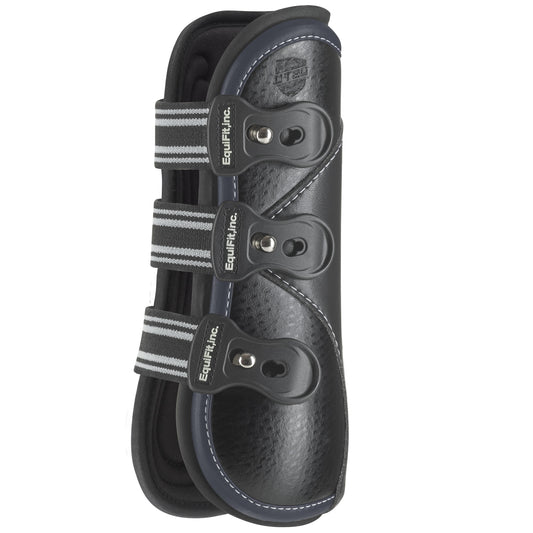 Equifit D-Teq™ Front Boot with ImpacTeq™ Liner - Black Ostrich with Navy Binding