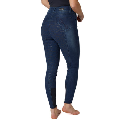 Kaia Full Grip Denim Breeches with Crystals