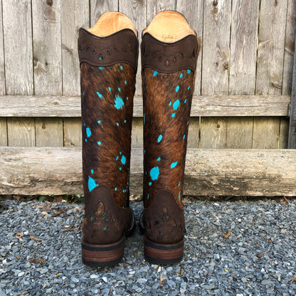 Lacy Boots Frost Style Tall Buckaroo in Acid Washed Turquoise
