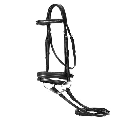 Saga Dressage Crank Noseband Bridle & Reins - Black