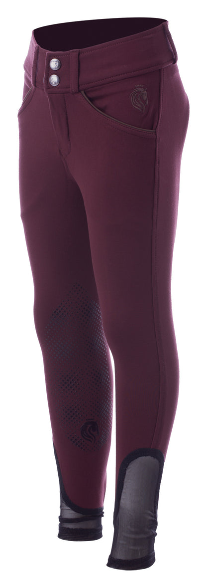 Greta Kids Silicone Knee Patch Breeches - Fig Purple/Brown