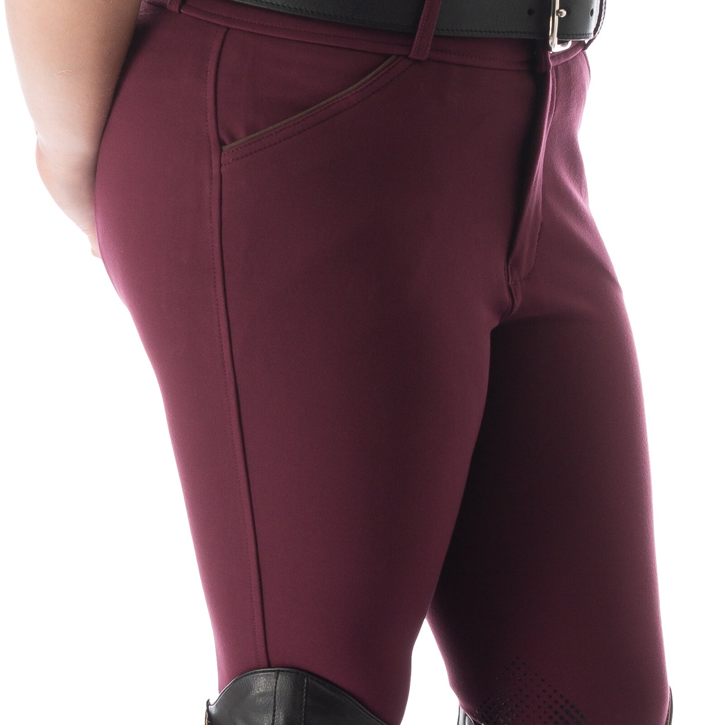 Greta Kids Silicone Knee Patch Breeches - Fig Purple/Brown