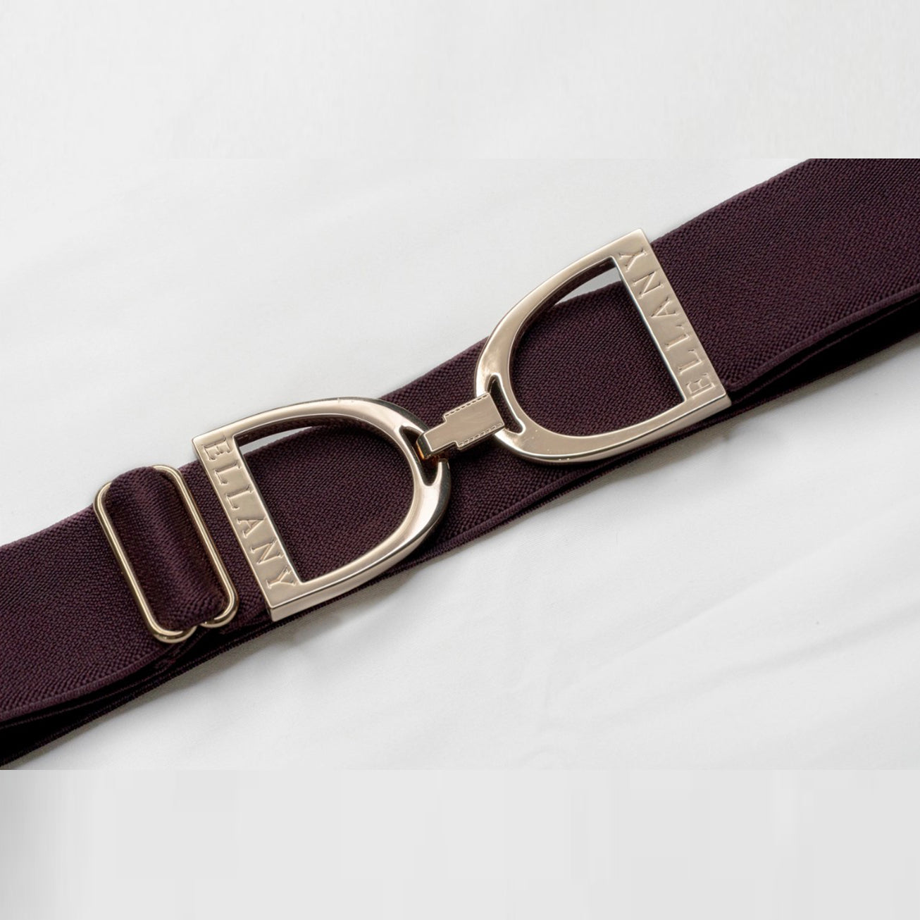 Ellany Equestrian 1.5" Fig Belt with Gold Stirrup Buckle