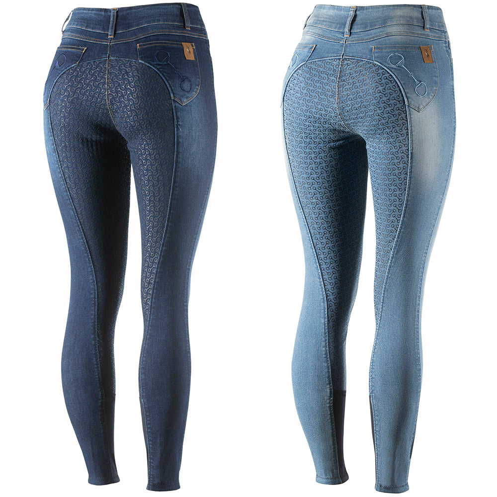 Kaia High Waist Denim Silicone Full Seat Breeches