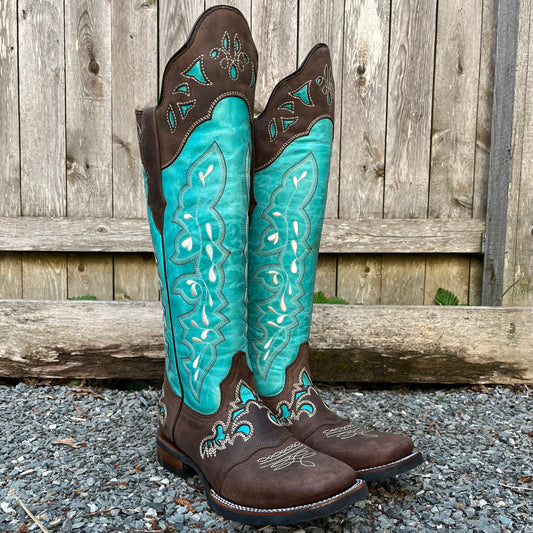 Lacy Boots Frost Style Tall Buckaroo in Smooth Turquoise