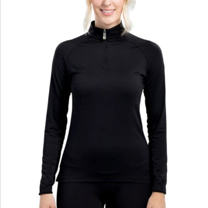 Kastel Black Ruched Back Long Sleeve 1/4 Zip