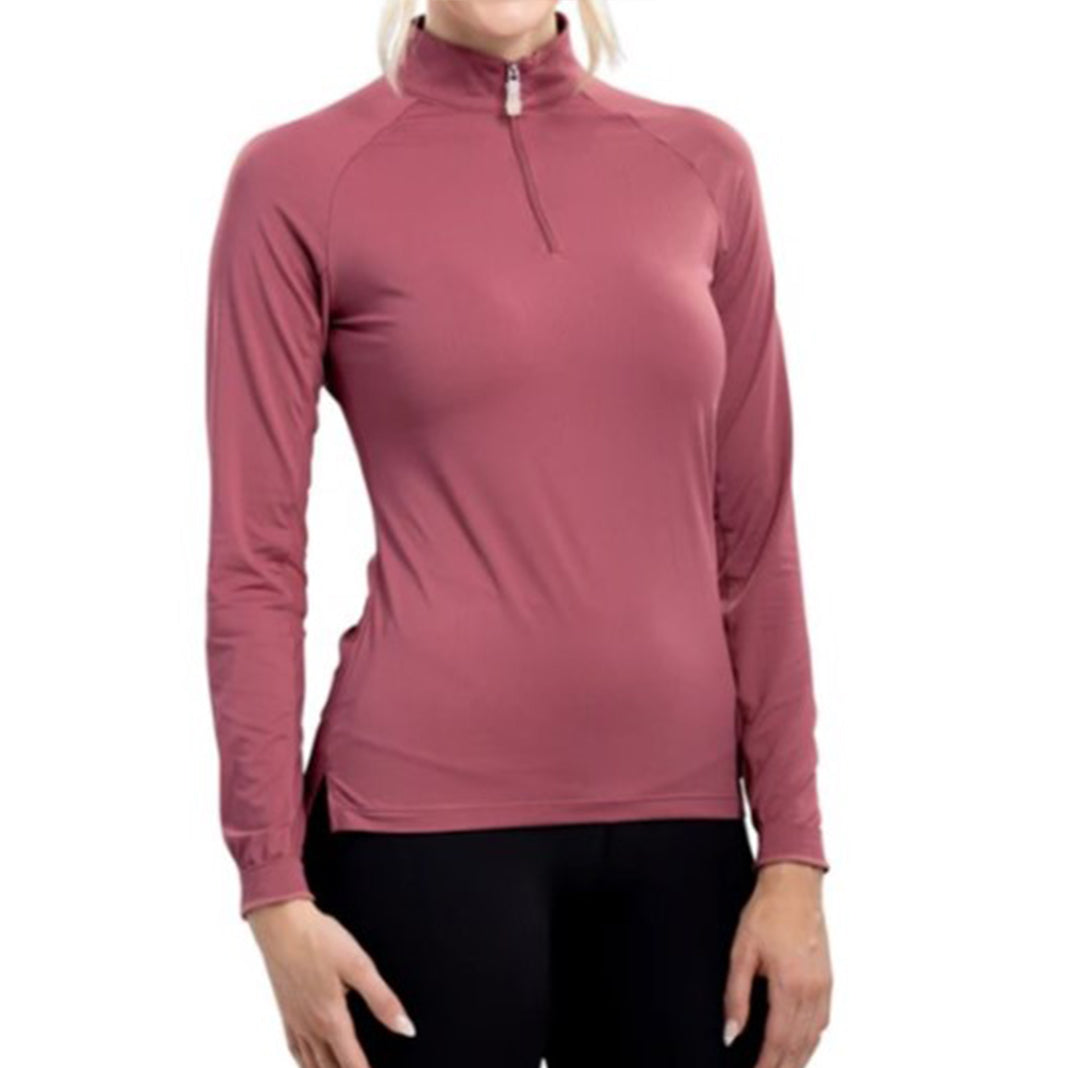 Kastel Dusty Rose Ruched Back Long Sleeve 1/4 Zip