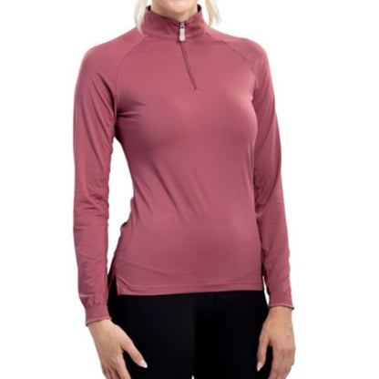 Kastel Dusty Rose Ruched Back Long Sleeve 1/4 Zip