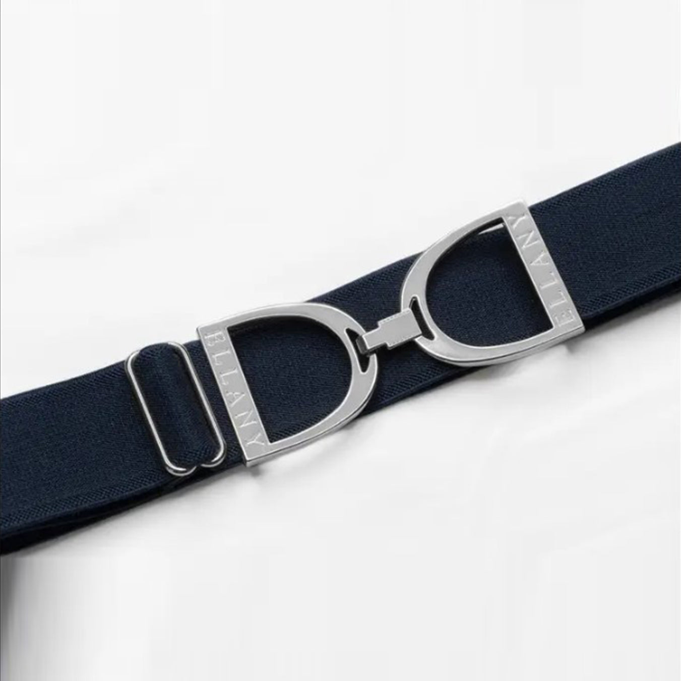 Ellany Equestrian 1.5" Navy Belt with Silver Stirrup Buckle