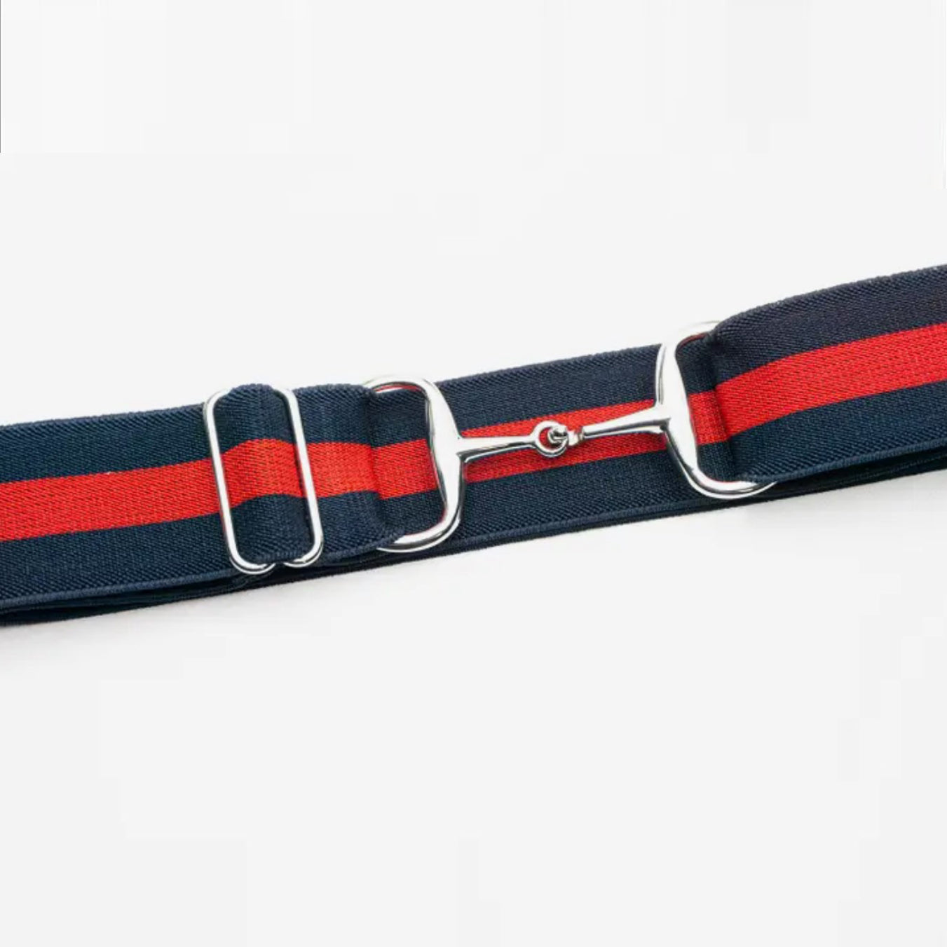 Ellany Equestrian 1.5" Navy Red Combination Belt with Silver Snaffle Buckle