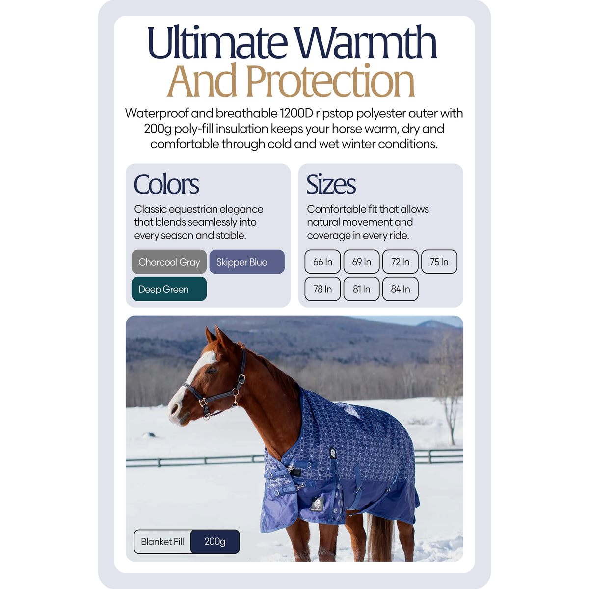 Equinavia Arktis Extended Neck Mid Weight Turnout Blanket 200g