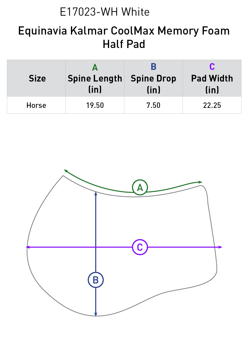 Kalmar CoolMax Memory Foam Half Pad