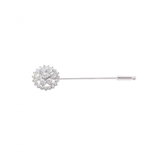 Flower Crystal Silver Stock Pin